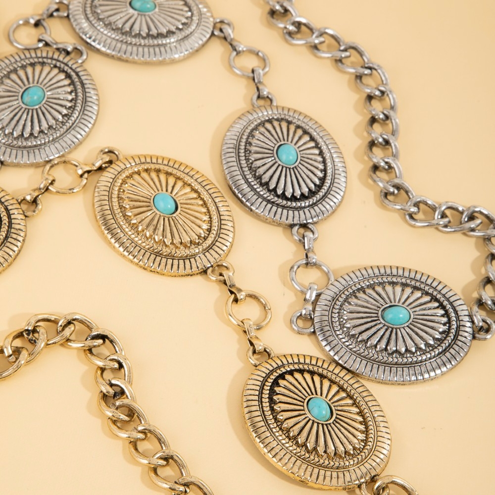 Ornate Western Concho Disc Chain Belt