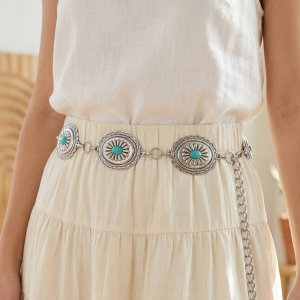 Ornate Single Stud Hoop Chain Belt