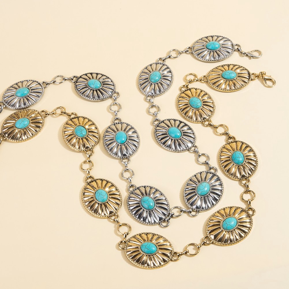 Metallic Western Concho Disc Hoop Chain Belt