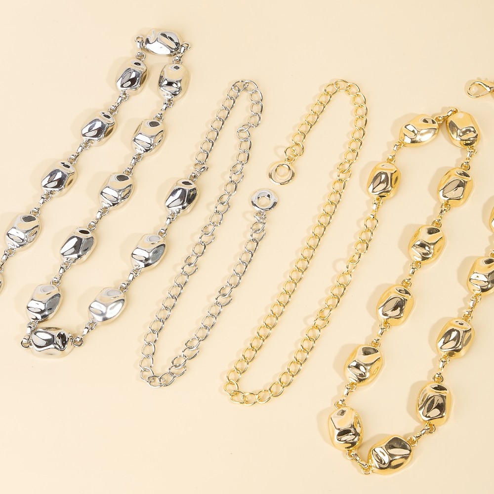 Warped Metallic Oval Link Chain Belt