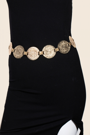 Large Metallic Coin Disc Chain Belt