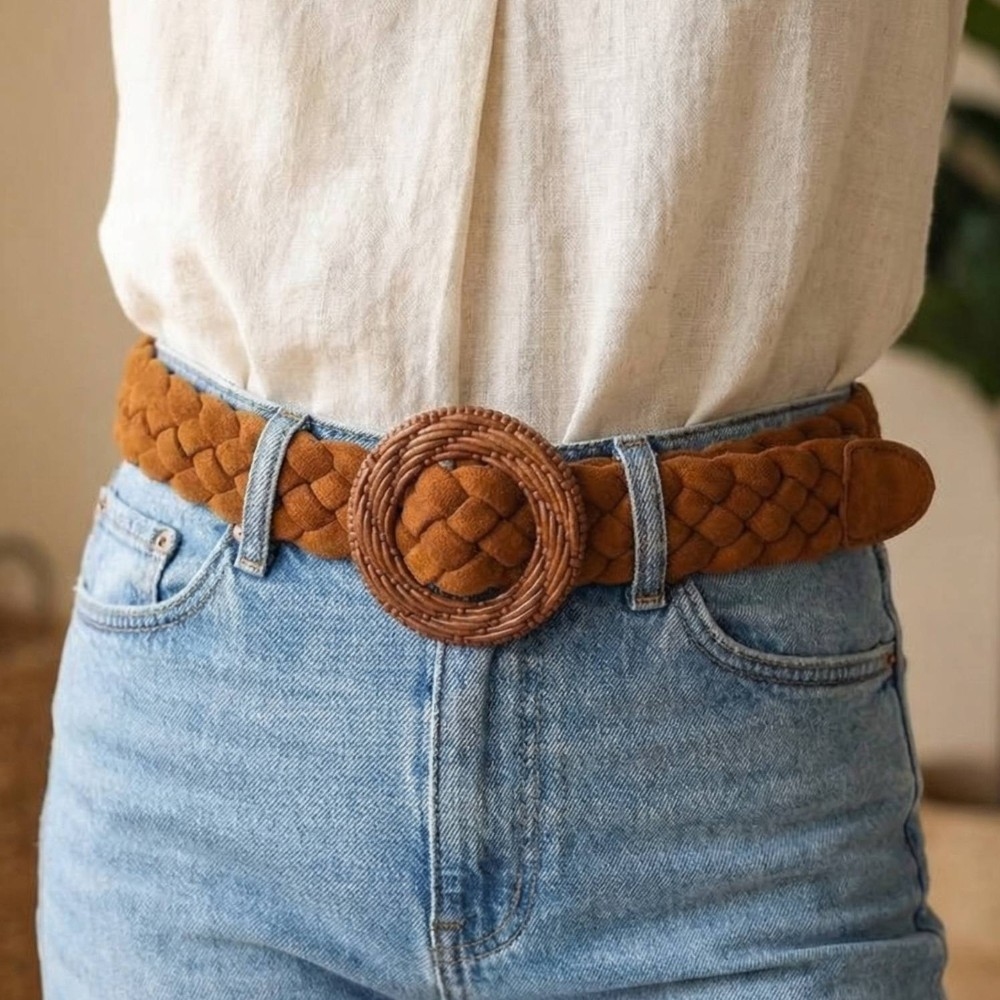 Braided Circle Buckle Belt