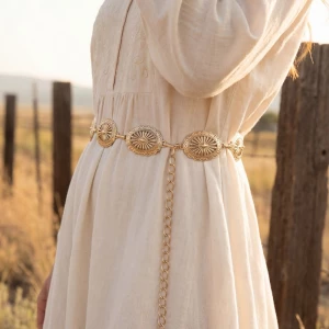 Large Oval Concho Disc Chain Link Belt