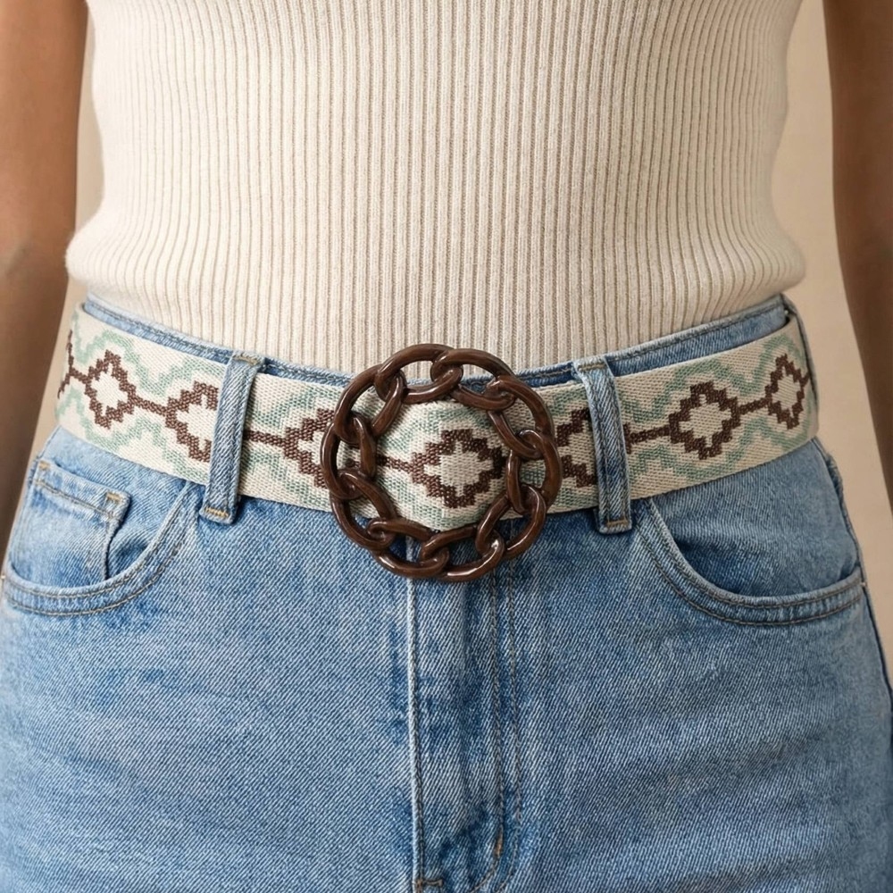 Boho Braided Belt Solid Chain Buckle