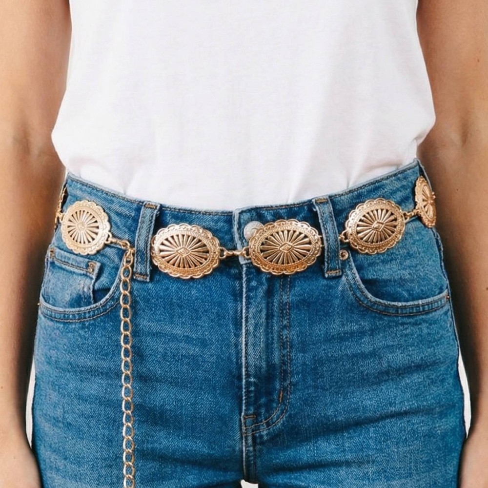 Oval Concho Disc Chain Link Belt