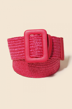 Rectangle Buckle Straw Braided Belt