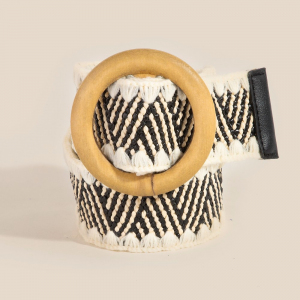 Wooden Round Buckle Braided Fashion Belt