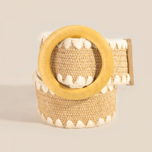 Wooden Round Buckle Braided Fashion Belt