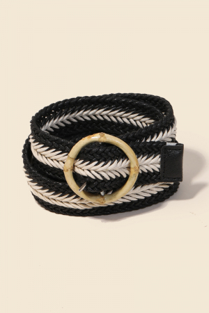 Two Tone Striped Braided Belt