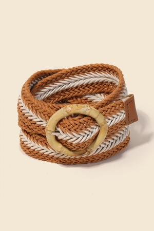 Two Tone Striped Braided Belt