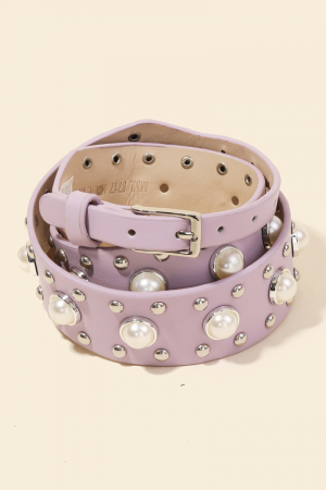 Pearly Studded Vegan Leather Belt
