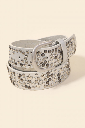 Metallic Stars And Stud Vegan Leather Belt