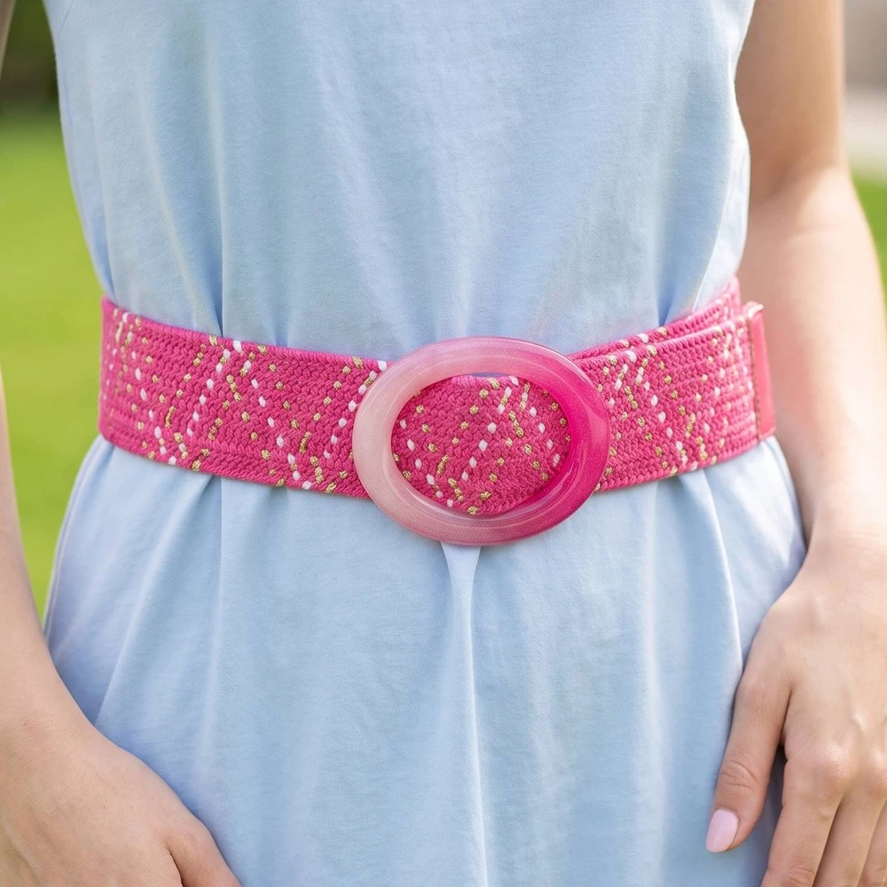 Braided Woven Stretch Belt With Ring Buckle
