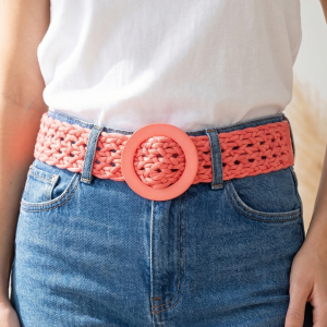 Open Weave Braided Rope Belt With Ring Buckle