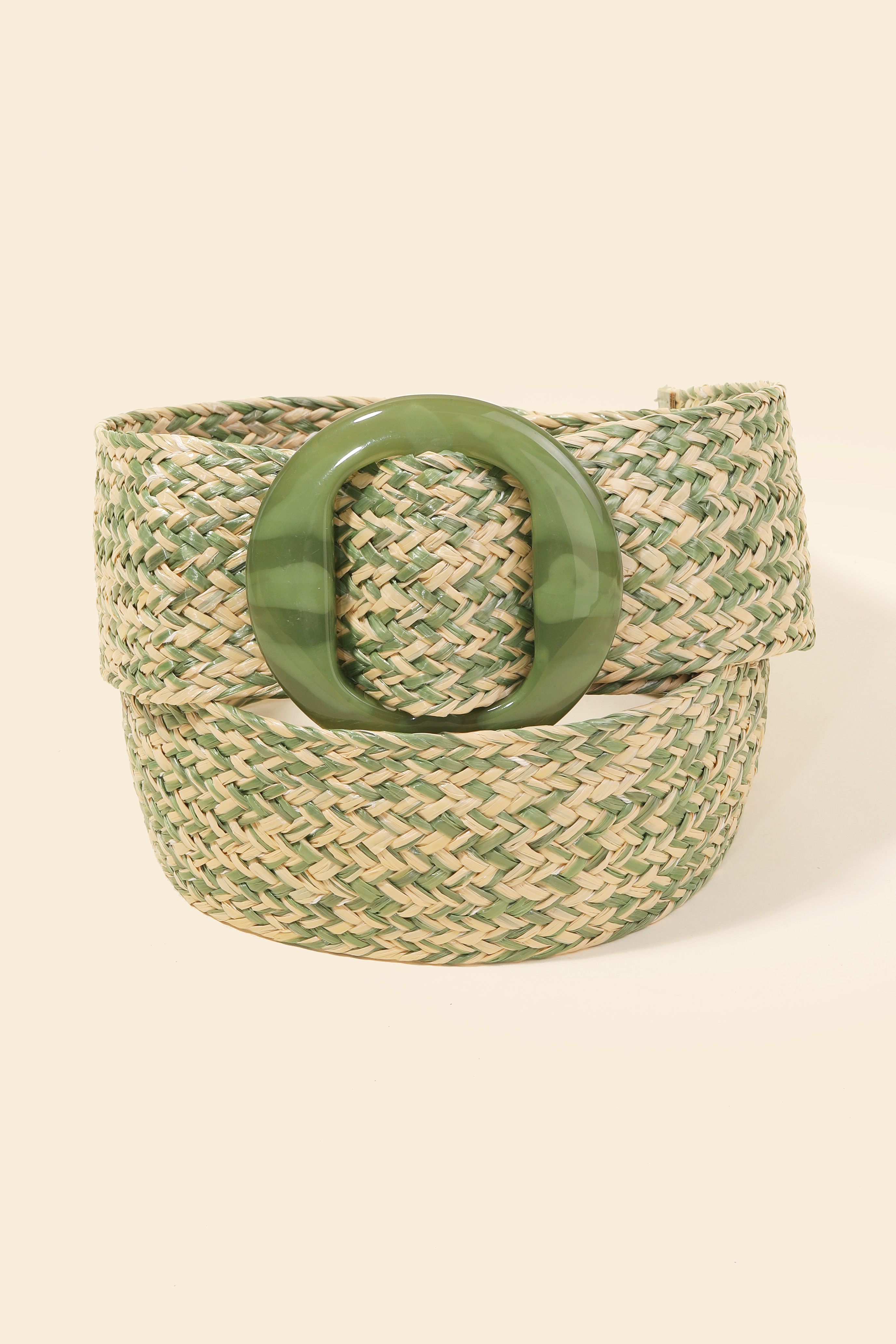 Cloudy Plastic Hoop Buckle Braided Belt