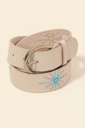 WesternTurquoise Star Burst Vegan Leather Belt