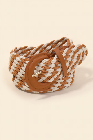 Two Tone Striped Braided Belt