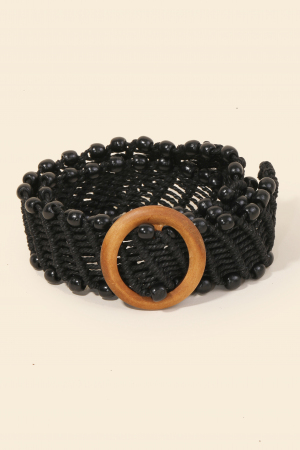 Beaded Trim Braided Belt
