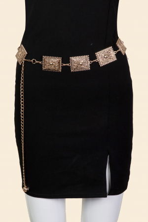 Ornate Rectangle Disc Chain Belt