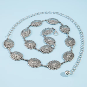 Ornate Filigree Oval Concho Chain Belt