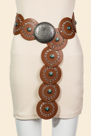 Large Circle Western Disc Link Fashion Belt