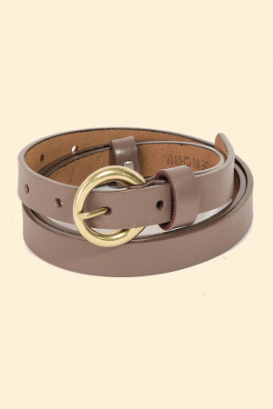 Circle Buckle Leather Belt