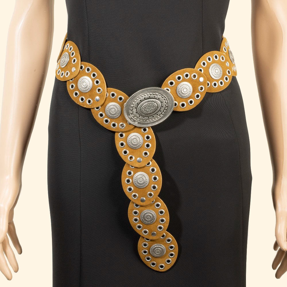 Large Ornate Western Oval Disc Belt