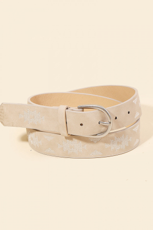 Western Boho Embroidered Pattern Vegan Leather Belt