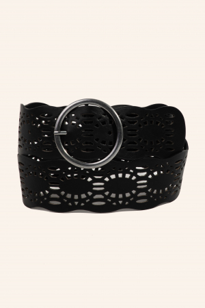 Hollow Pattern Vegan Leather Belt