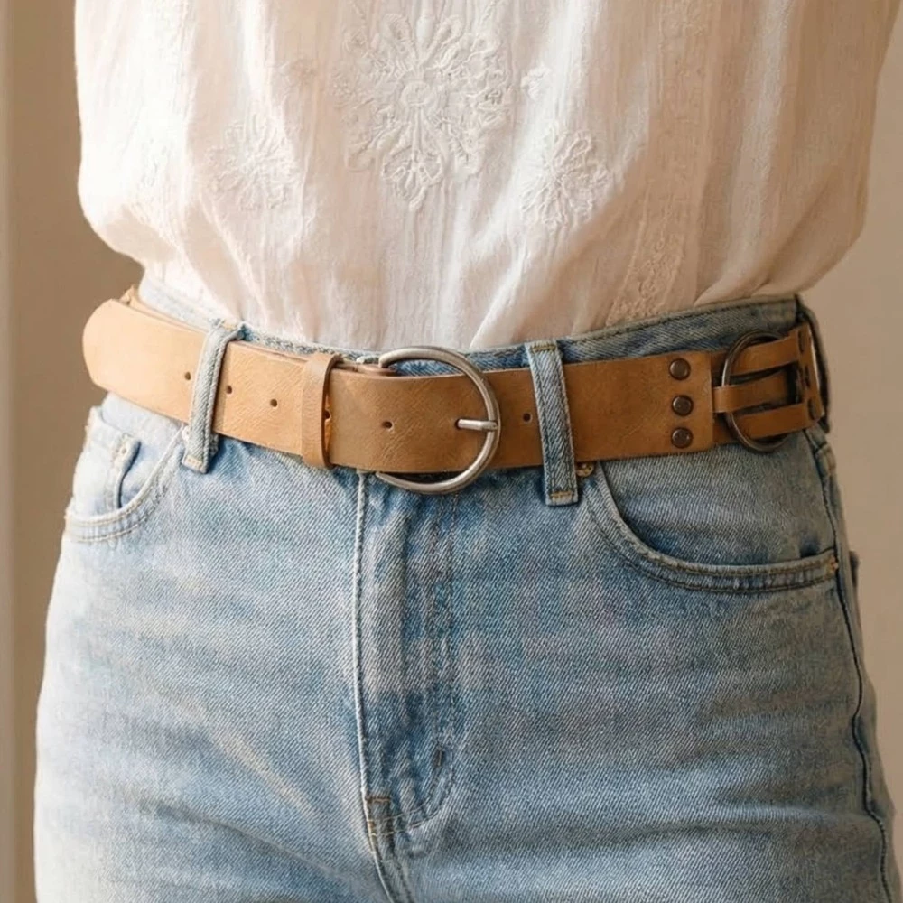 Layered Strand Vegan Leather Leather Belt