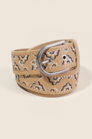 Embroidered Flower Decor Belt
