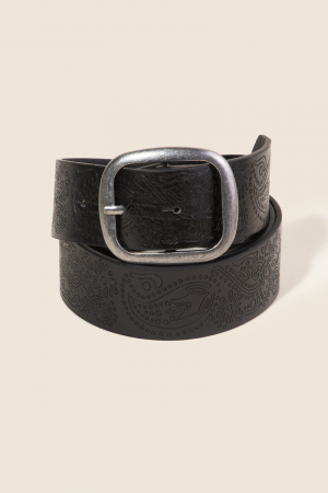 Etched Floral Vegan Leather Belt
