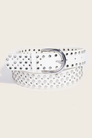 Star Punched And Rivets Vegan Leather Belt