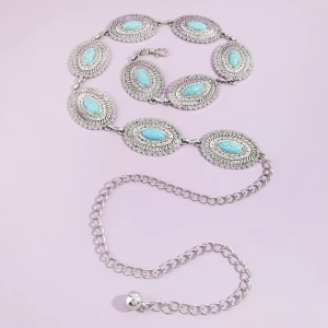 Western Turquoise Concho Chain Belt