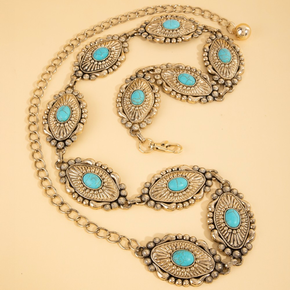 Turquoise Concho Disc Chain Belt