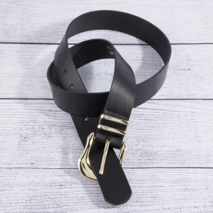 Wide Pu Belt With Organic Asymmetric Buckle
