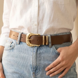 Wide Pu Belt With Organic Asymmetric Buckle