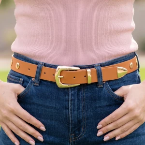 Dome Stud Western Buckle Vegan Leather Belt
