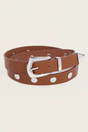 Flat Metallic Riveted Vegan Leather Belt