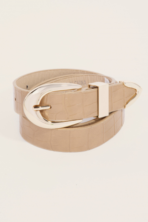 Alligator Skin Detail Vegan Leather Belt