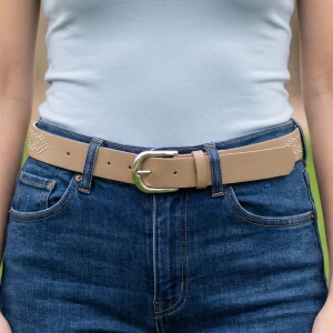 Micro Stud Diamond Pattern Vegan Leather Belt