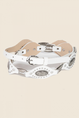 Oval And Concho Chain Vegan Leather Belt