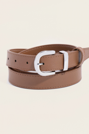 Stitched Border Thin Leather Belt