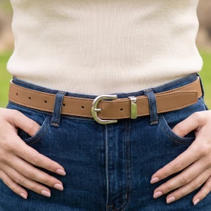 Classic Bonded Leather Belt With Oval Buckle