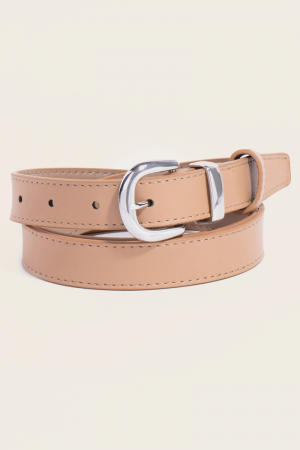 Stitched Border Thin Leather Belt
