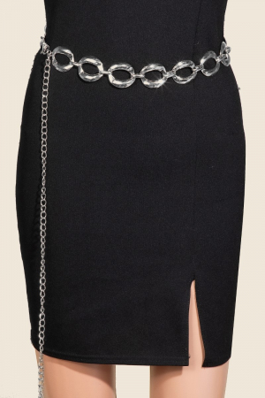 Flat Warped Oval Hoops Chain Belt