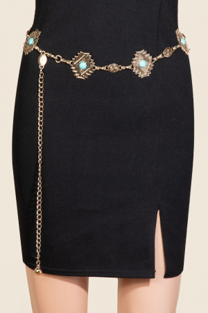 Diamond Shape Concho Chain Belt