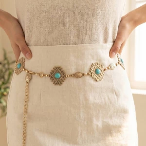 Diamond Shape Western Concho Chain Belt