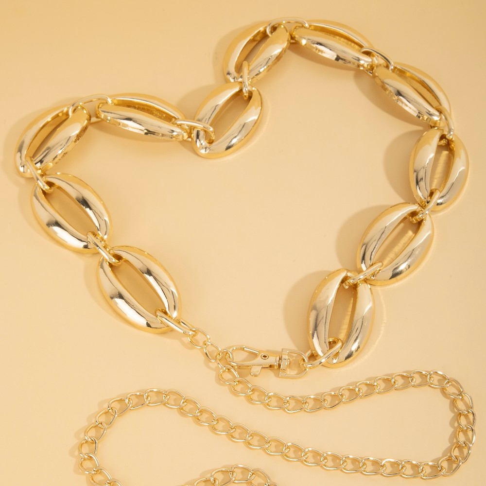 Rounded Metallic Oval Chain Belt