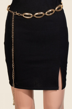 Rounded Metallic Oval Chain Belt